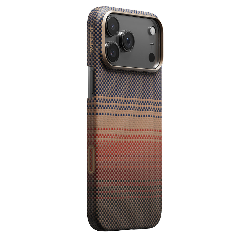 iPhone 17 Pro Kılıf M-safe Şarj Özellikli Aramid Fiber Pitaka Tactile Woven Sunset-Moonrise Serisi Kapak