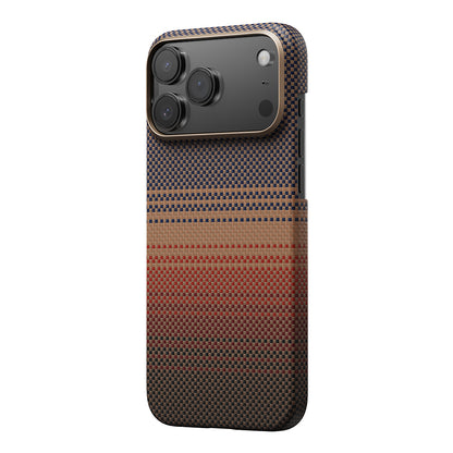 iPhone 17 Pro Kılıf M-safe Şarj Özellikli Aramid Fiber Pitaka Tactile Woven Sunset-Moonrise Serisi Kapak