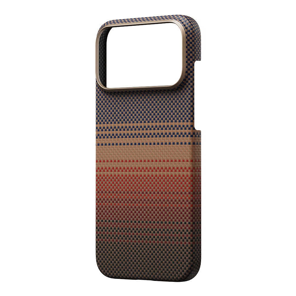 iPhone 17 Pro Kılıf M-safe Şarj Özellikli Aramid Fiber Pitaka Tactile Woven Sunset-Moonrise Serisi Kapak