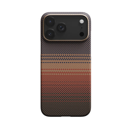 iPhone 17 Pro Kılıf M-safe Şarj Özellikli Aramid Fiber Pitaka Tactile Woven Sunset-Moonrise Serisi Kapak