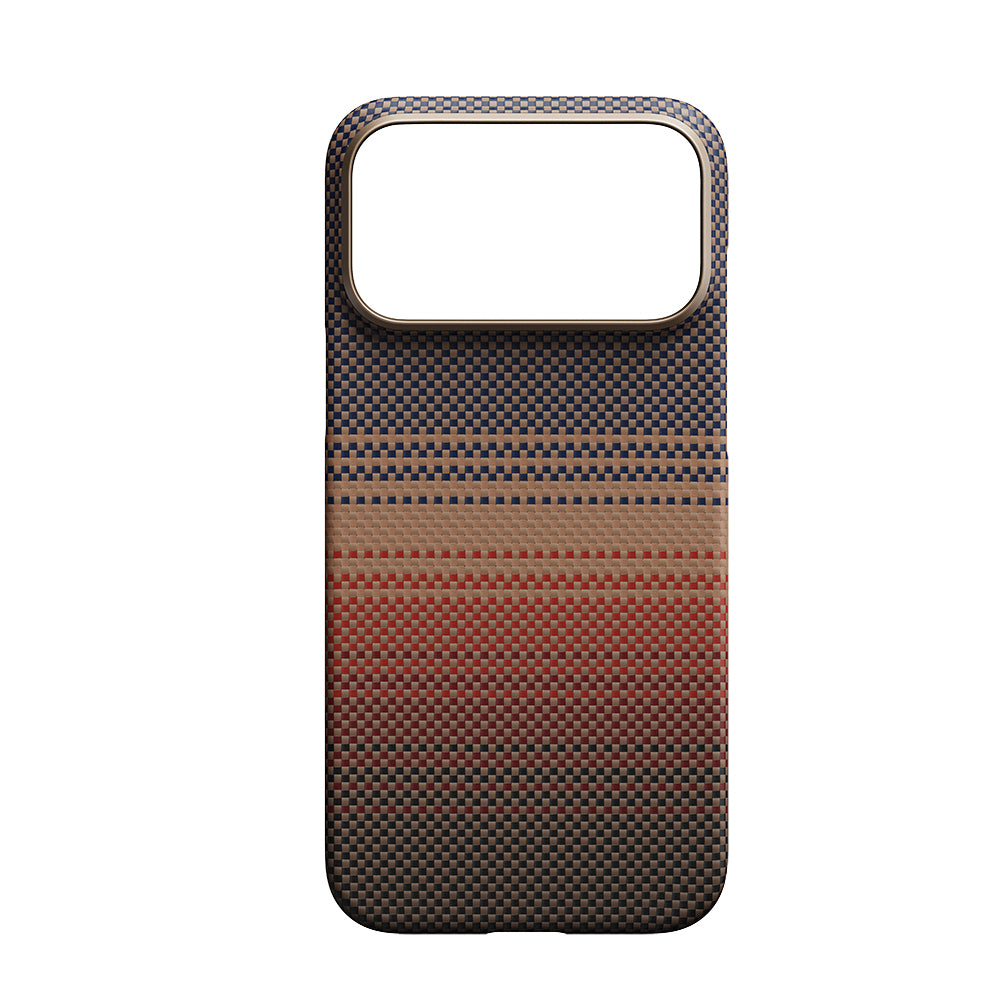 iPhone 17 Pro Kılıf M-safe Şarj Özellikli Aramid Fiber Pitaka Tactile Woven Sunset-Moonrise Serisi Kapak