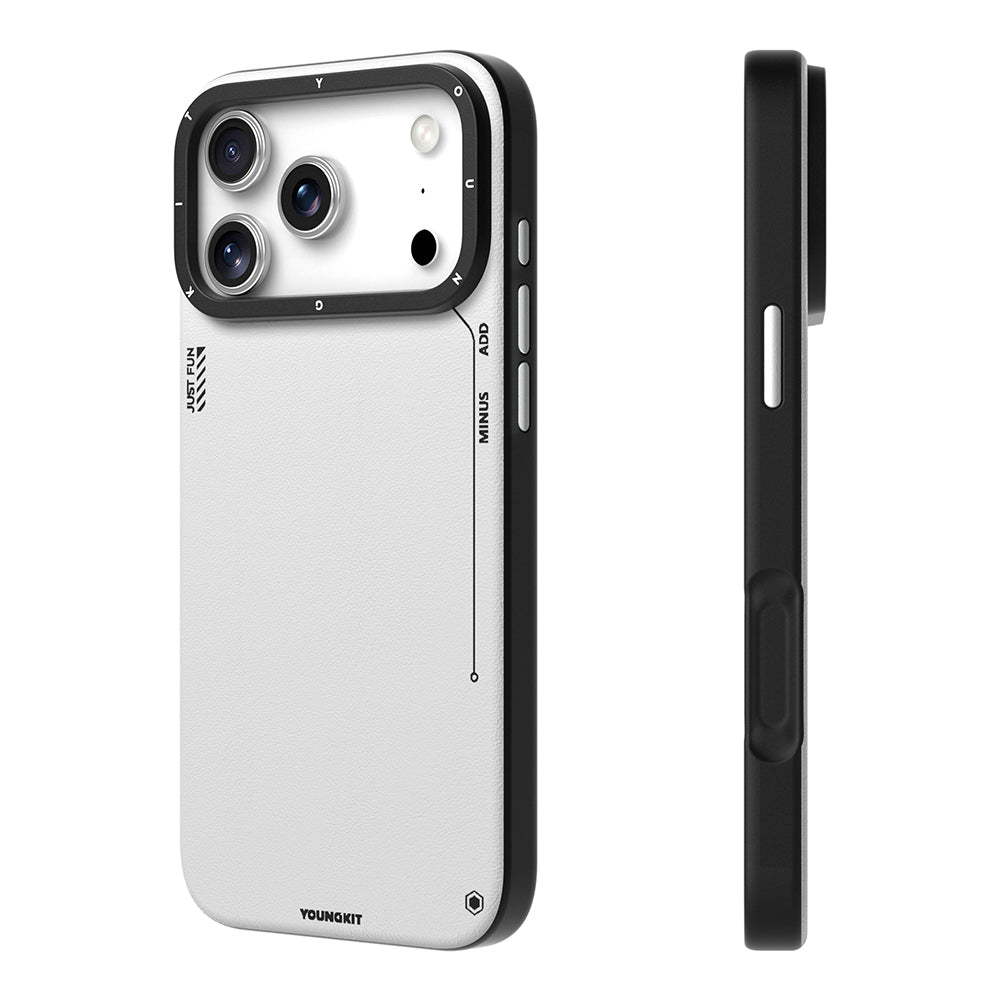 iPhone 17 Pro Kılıf M-safe Şarj Özellikli Basit Mat Deri Desenli Youngkit Tech Fashion Serisi Kapak