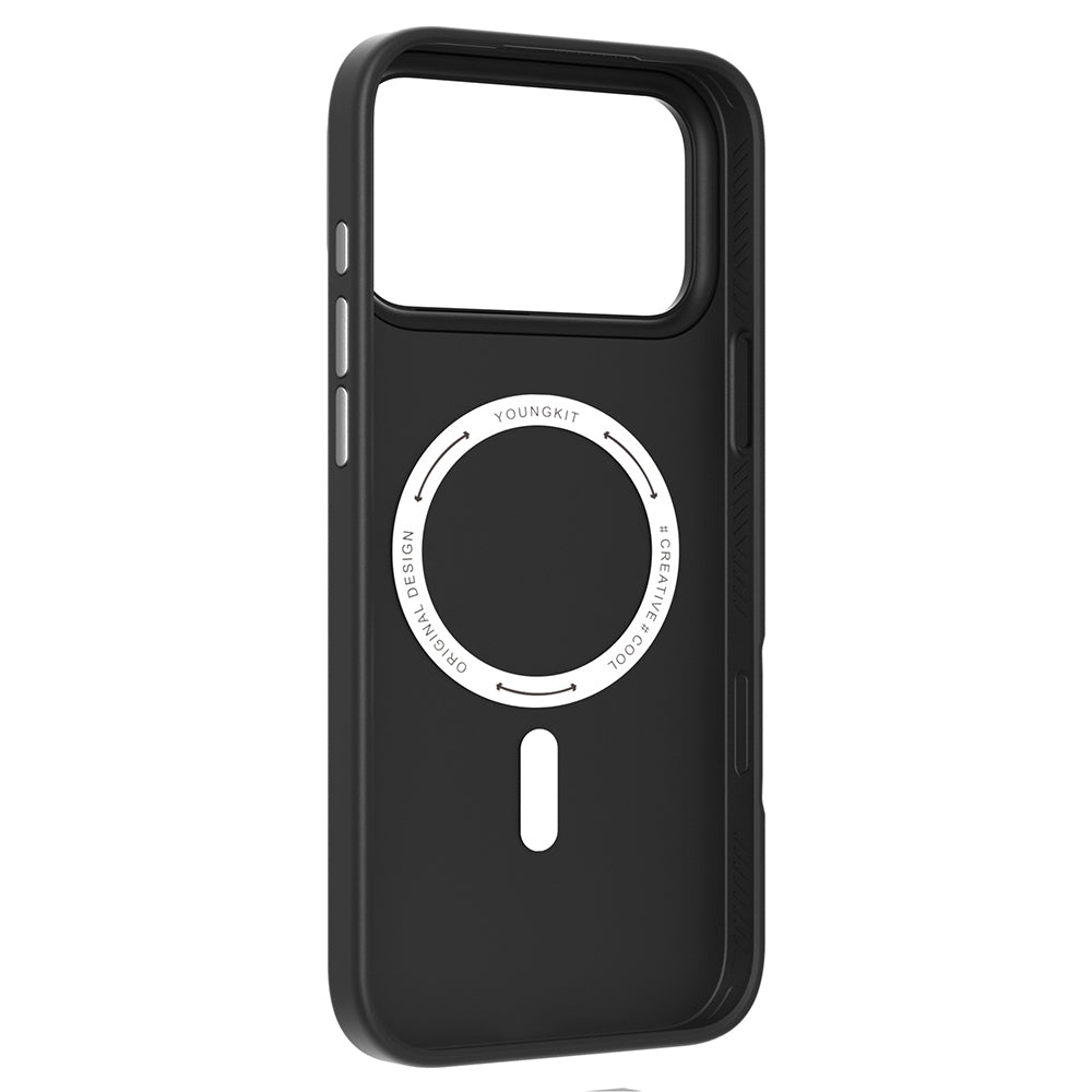 iPhone 17 Pro Kılıf M-safe Şarj Özellikli Basit Mat Deri Desenli Youngkit Tech Fashion Serisi Kapak
