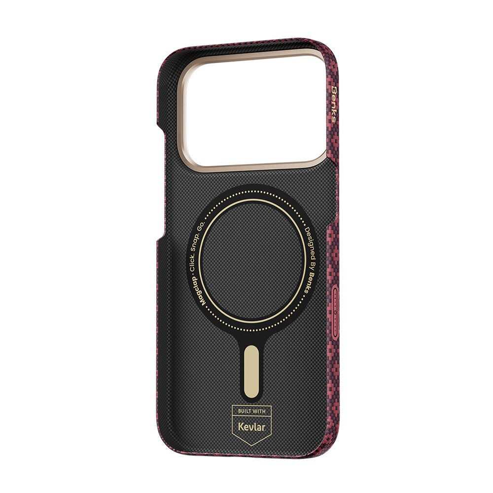 Apple iPhone 17 Pro Kılıf M-Safe Şarj Özellikli Benks ArmorAir ArmorGrid Serisi C1 Kevlar Karbon Kapak