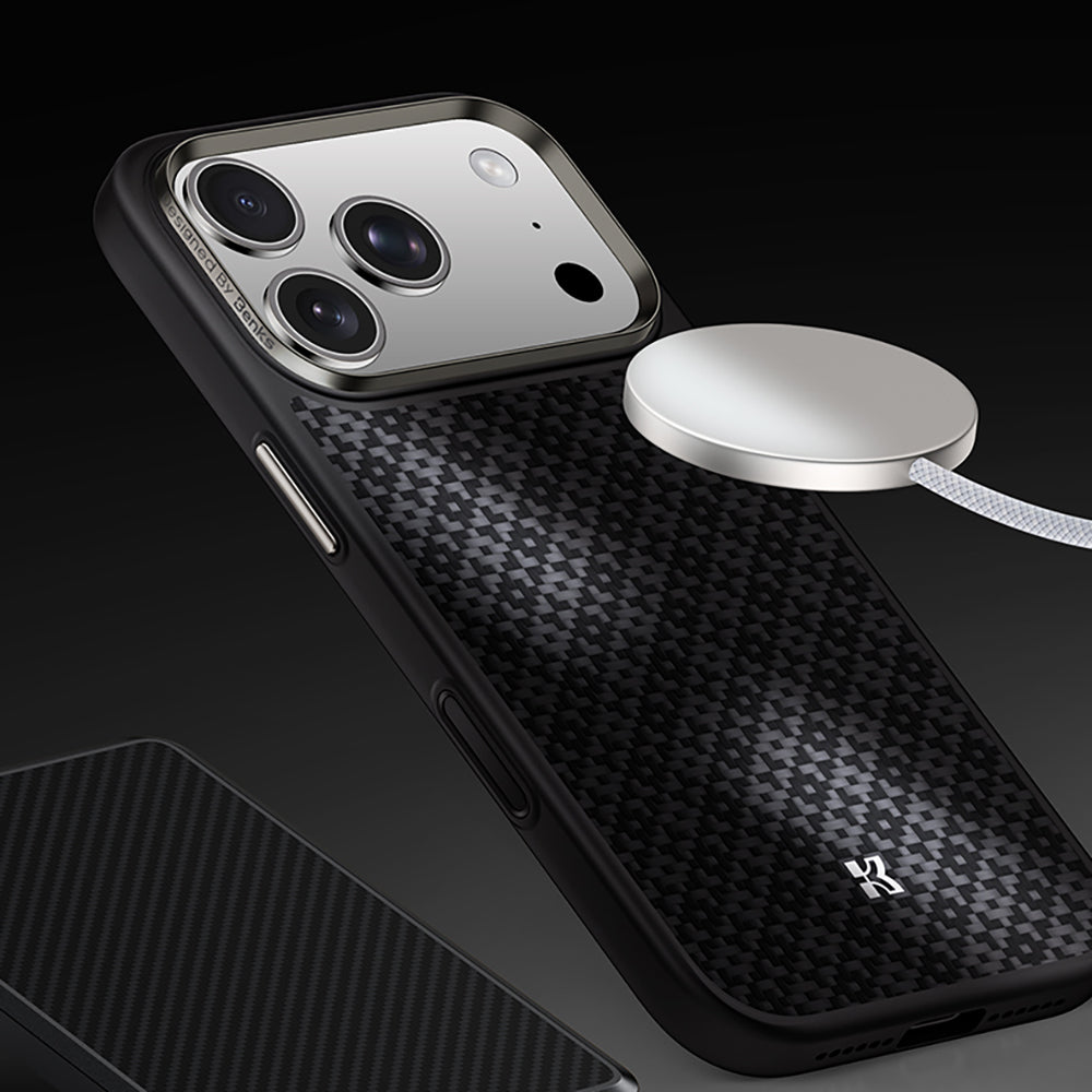 Apple iPhone 17 Pro Kılıf M-Safe Şarj Özellikli Benks ArmorPro ArmorGrid Serisi Kevlar Kapak