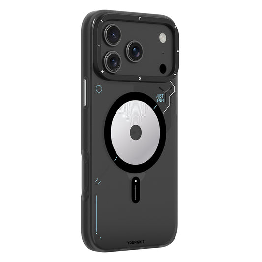 iPhone 17 Pro Kılıf M-safe Şarj Özellikli Disk Desenli Youngkit Disc Battle Kapak