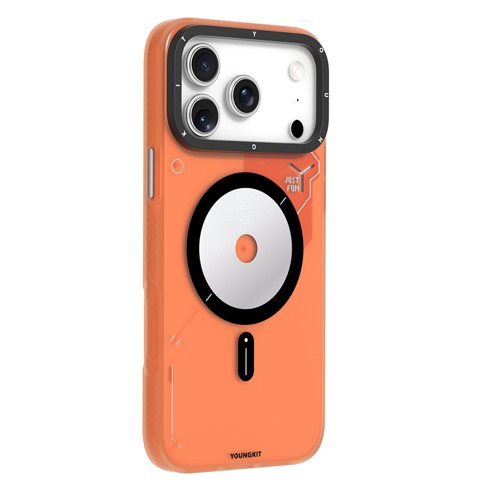 iPhone 17 Pro Kılıf M-safe Şarj Özellikli Disk Desenli Youngkit Disc Battle Kapak