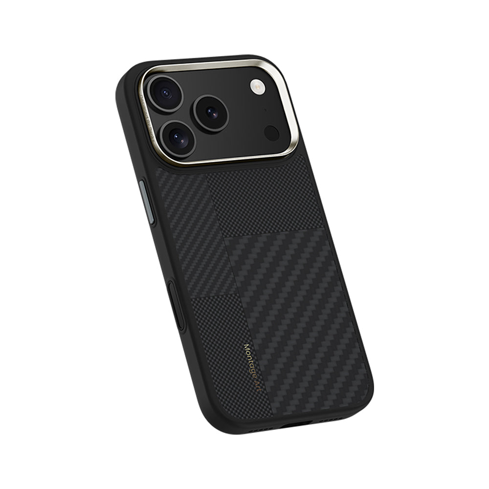 iPhone 17 Pro Kılıf M-safe Şarj Özellikli Karbon Fiber Benks Montage Hybrid ArmorPro Kevlar Kapak