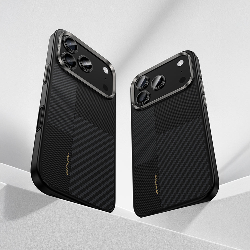 iPhone 17 Pro Kılıf M-safe Şarj Özellikli Karbon Fiber Benks Montage Hybrid ArmorPro Kevlar Kapak