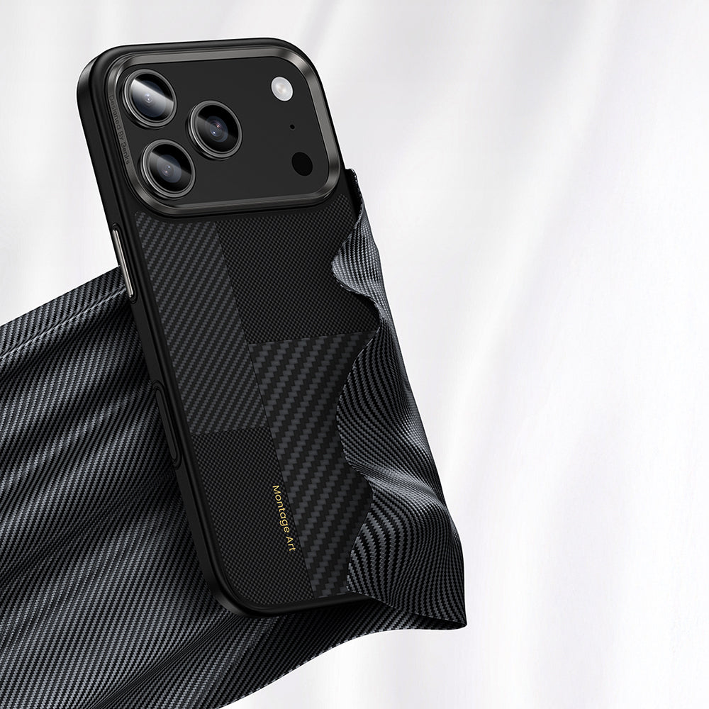 iPhone 17 Pro Kılıf M-safe Şarj Özellikli Karbon Fiber Benks Montage Hybrid ArmorPro Kevlar Kapak