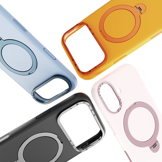 Apple iPhone 17 Pro Kılıf M-safe Şarj Özellikli Metal Standlı Sıvı Silikon Lenyes CK223 Kapak