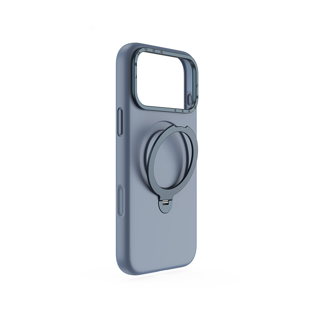 Apple iPhone 17 Pro Kılıf M-safe Şarj Özellikli Metal Standlı Sıvı Silikon Lenyes CK223 Kapak