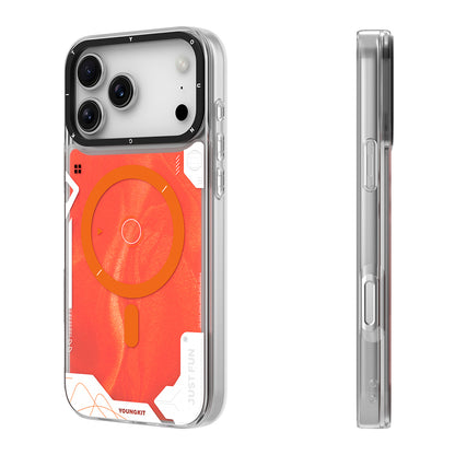 iPhone 17 Pro Kılıf M-safe Şarj Özellikli Parlak Kumlu Sıvılı Tasarımlı Galaxy Fantasy Serisi Kapak