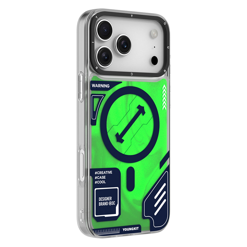iPhone 17 Pro Kılıf M-safe Şarj Özellikli Parlak Kumlu Sıvılı Tasarımlı Galaxy Fantasy Serisi Kapak
