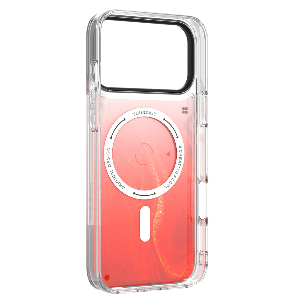 iPhone 17 Pro Kılıf M-safe Şarj Özellikli Parlak Kumlu Sıvılı Tasarımlı Galaxy Fantasy Serisi Kapak