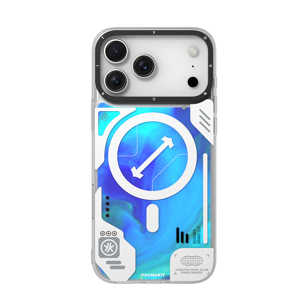 iPhone 17 Pro Kılıf M-safe Şarj Özellikli Parlak Kumlu Sıvılı Tasarımlı Galaxy Fantasy Serisi Kapak
