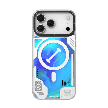 iPhone 17 Pro Kılıf M-safe Şarj Özellikli Parlak Kumlu Sıvılı Tasarımlı Galaxy Fantasy Serisi Kapak
