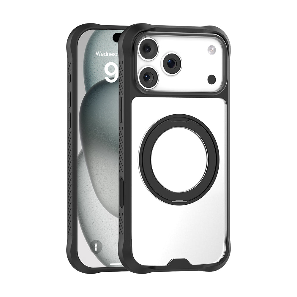 iPhone 17 Pro Kılıf M-safe Şarj Özellikli Parmak Ring Standlı Airbag Tasarımlı Mutural Obsidian Serisi Kapak