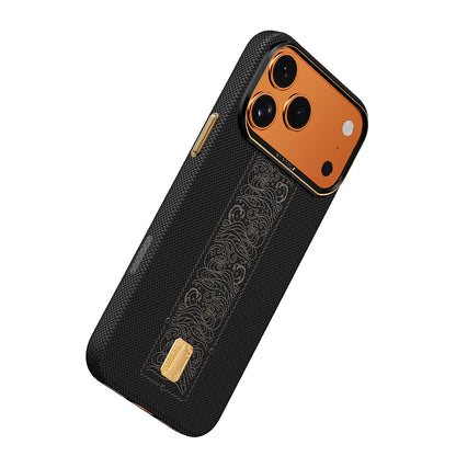 Apple iPhone 17 Pro Kılıf M-safe Şarj Özellikli Raptic Aramid Skin Rise Serisi 24 Ayar Altın Kaplamalı Kapak