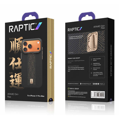 Apple iPhone 17 Pro Kılıf M-safe Şarj Özellikli Raptic Aramid Skin Rise Serisi 24 Ayar Altın Kaplamalı Kapak