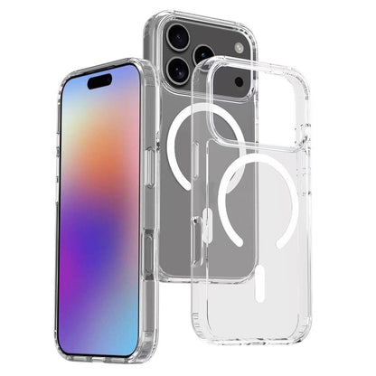 Apple iPhone 17 Pro Kılıf M-safe Şarj Özellikli Şeffaf Sert PC Zore Embos Kapak