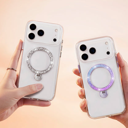 Apple iPhone 17 Pro Kılıf M-safe Şarj Özellikli Simli Standlı Pynana Dancing Circle Trendy Serisi Kapak