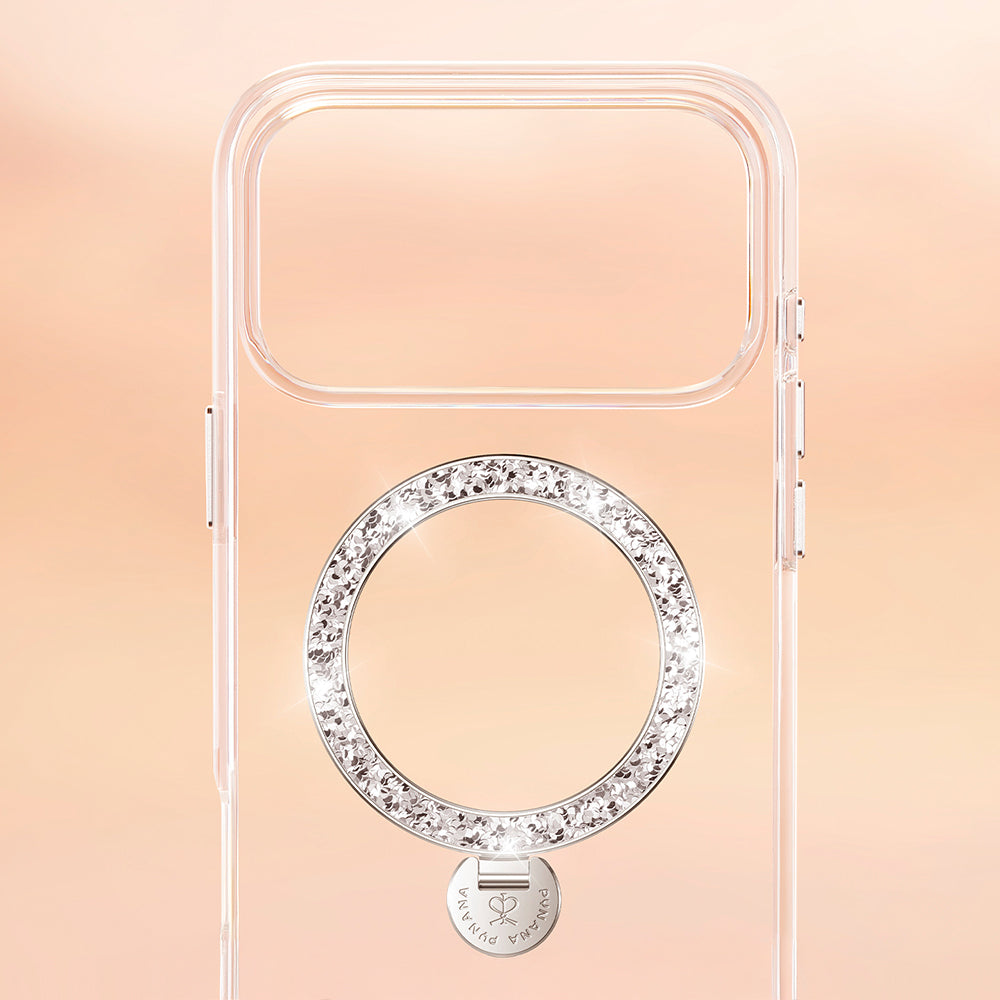 Apple iPhone 17 Pro Kılıf M-safe Şarj Özellikli Simli Standlı Pynana Dancing Circle Trendy Serisi Kapak