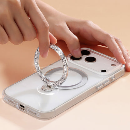 Apple iPhone 17 Pro Kılıf M-safe Şarj Özellikli Simli Standlı Pynana Dancing Circle Trendy Serisi Kapak