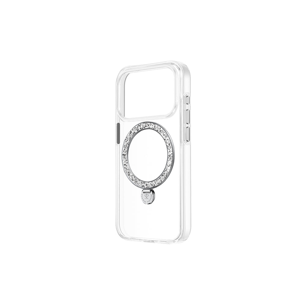 Apple iPhone 17 Pro Kılıf M-safe Şarj Özellikli Simli Standlı Pynana Dancing Circle Trendy Serisi Kapak