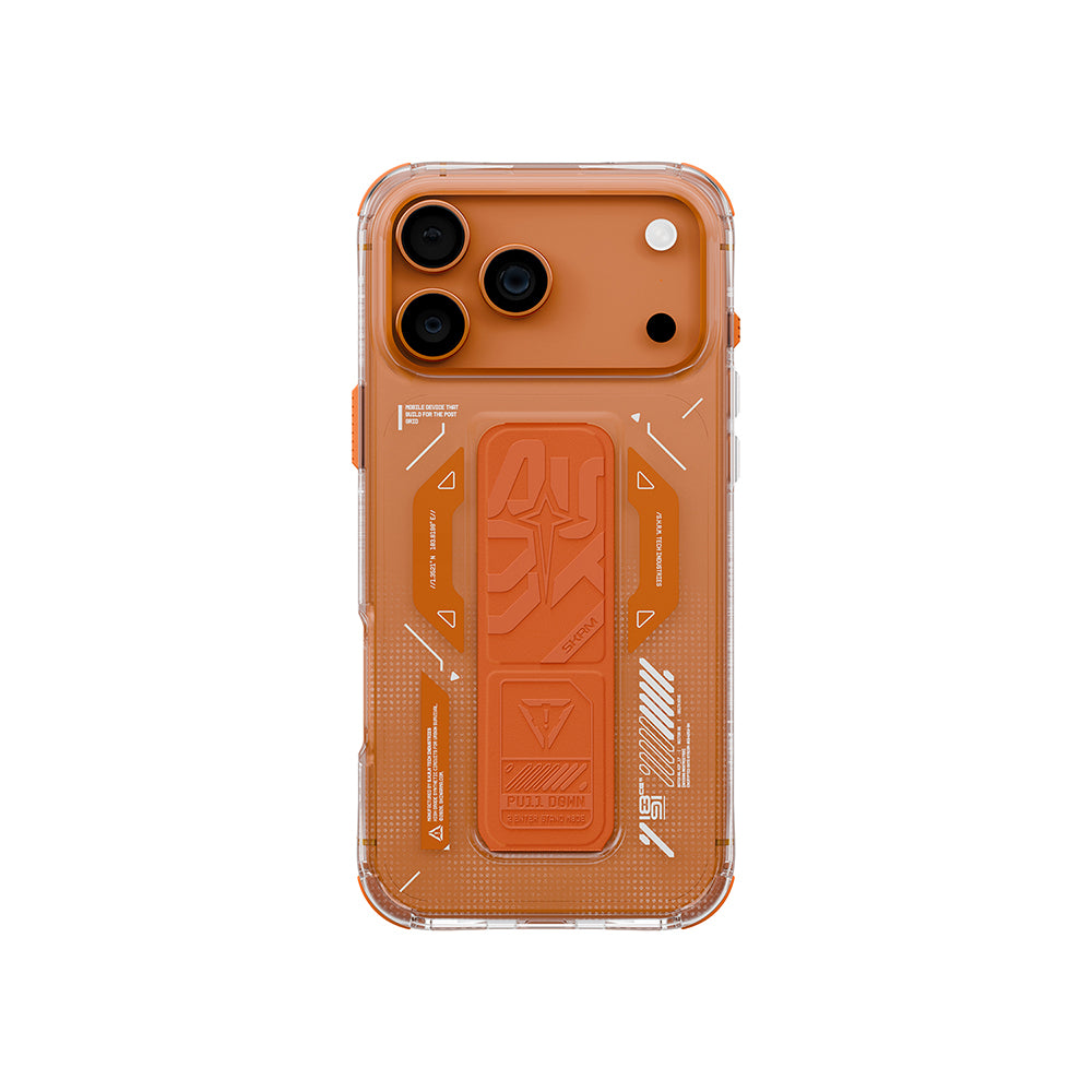 iPhone 17 Pro Kılıf M-safe Şarj Özellikli Teknoloji Desenli Skinarma Helio Mag Charge Standlı Kapak
