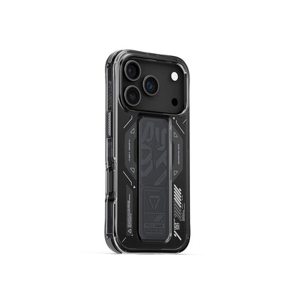 iPhone 17 Pro Kılıf M-safe Şarj Özellikli Teknoloji Desenli Skinarma Helio Mag Charge Standlı Kapak