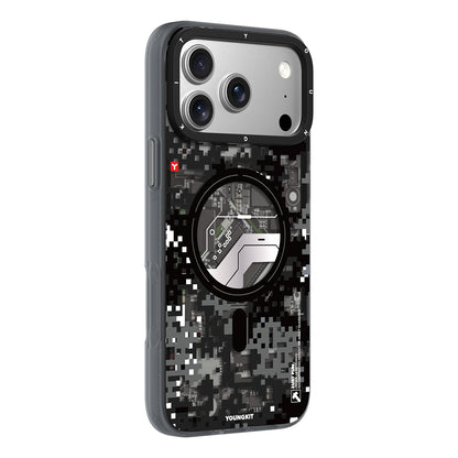 Apple iPhone 17 Pro Kılıf M-Safe Şarj Özellikli Youngkit Camouflage Sykell Serisi Kapak