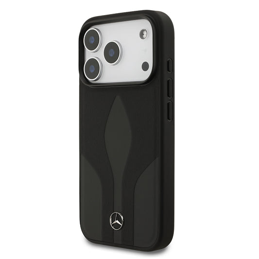 iPhone 17 Pro Kılıf Mercedes Benz Orjinal Lisanslı M-safe Şarj Özellikli Dokulu Desenli Deri Kapak