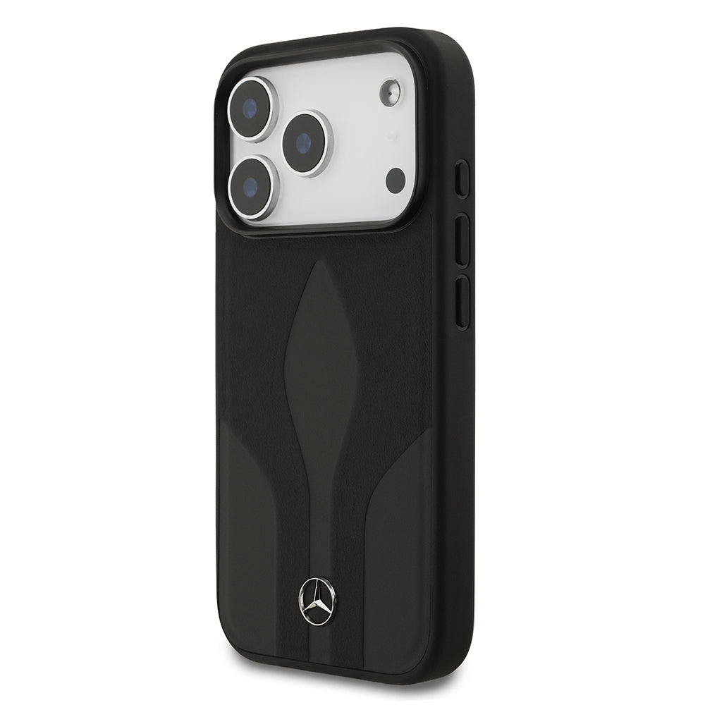 iPhone 17 Pro Kılıf Mercedes Benz Orjinal Lisanslı M-safe Şarj Özellikli Dokulu Desenli Deri Kapak
