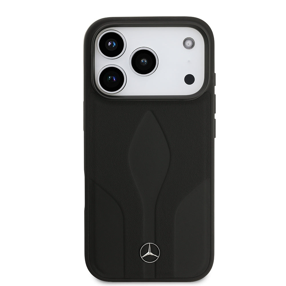 iPhone 17 Pro Kılıf Mercedes Benz Orjinal Lisanslı M-safe Şarj Özellikli Dokulu Desenli Deri Kapak