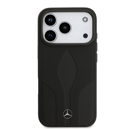 iPhone 17 Pro Kılıf Mercedes Benz Orjinal Lisanslı M-safe Şarj Özellikli Dokulu Desenli Deri Kapak