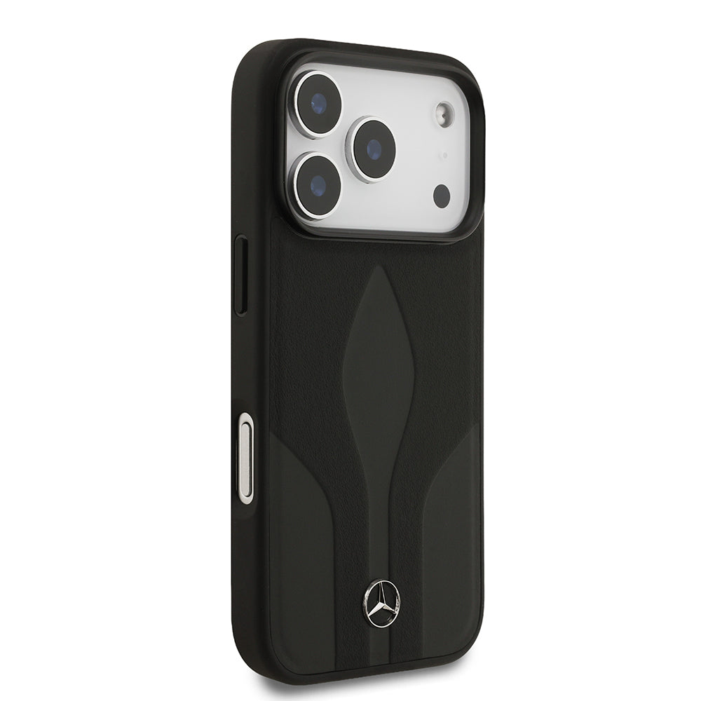 iPhone 17 Pro Kılıf Mercedes Benz Orjinal Lisanslı M-safe Şarj Özellikli Dokulu Desenli Deri Kapak