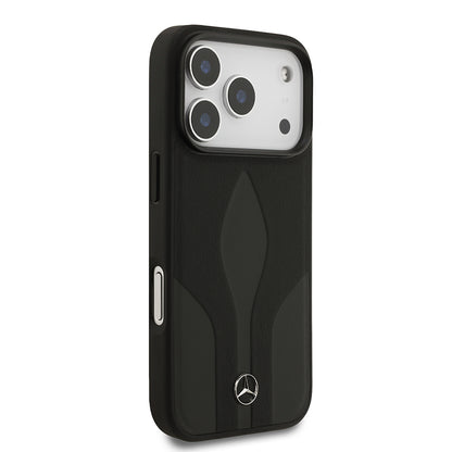 iPhone 17 Pro Kılıf Mercedes Benz Orjinal Lisanslı M-safe Şarj Özellikli Dokulu Desenli Deri Kapak