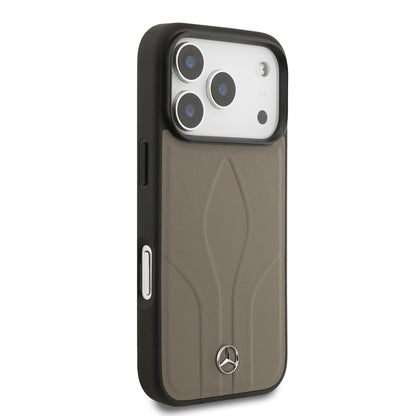 iPhone 17 Pro Kılıf Mercedes Benz Orjinal Lisanslı M-safe Şarj Özellikli Dokulu Desenli Deri Kapak