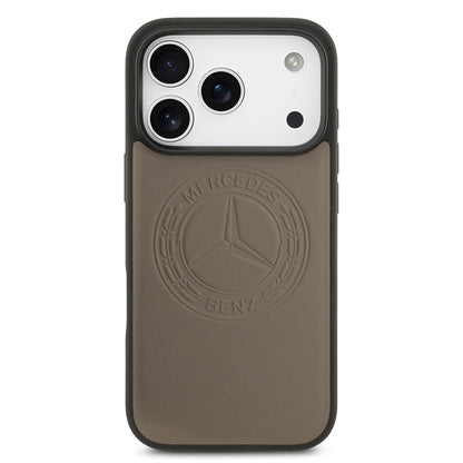 iPhone 17 Pro Kılıf Mercedes Benz Orjinal Lisanslı M-safe Şarj Özellikli Hakiki Deri Nostaljik Yıldız Dizayn Kapak