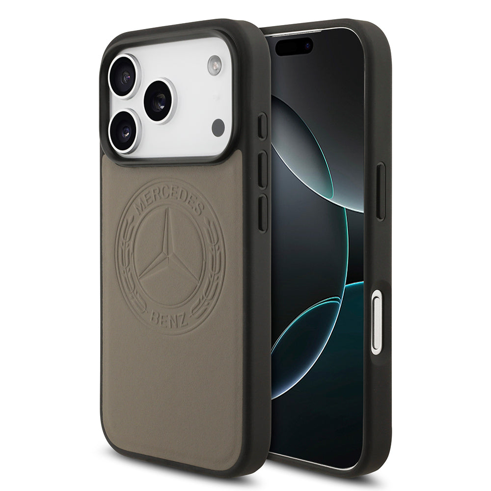 iPhone 17 Pro Kılıf Mercedes Benz Orjinal Lisanslı M-safe Şarj Özellikli Hakiki Deri Nostaljik Yıldız Dizayn Kapak