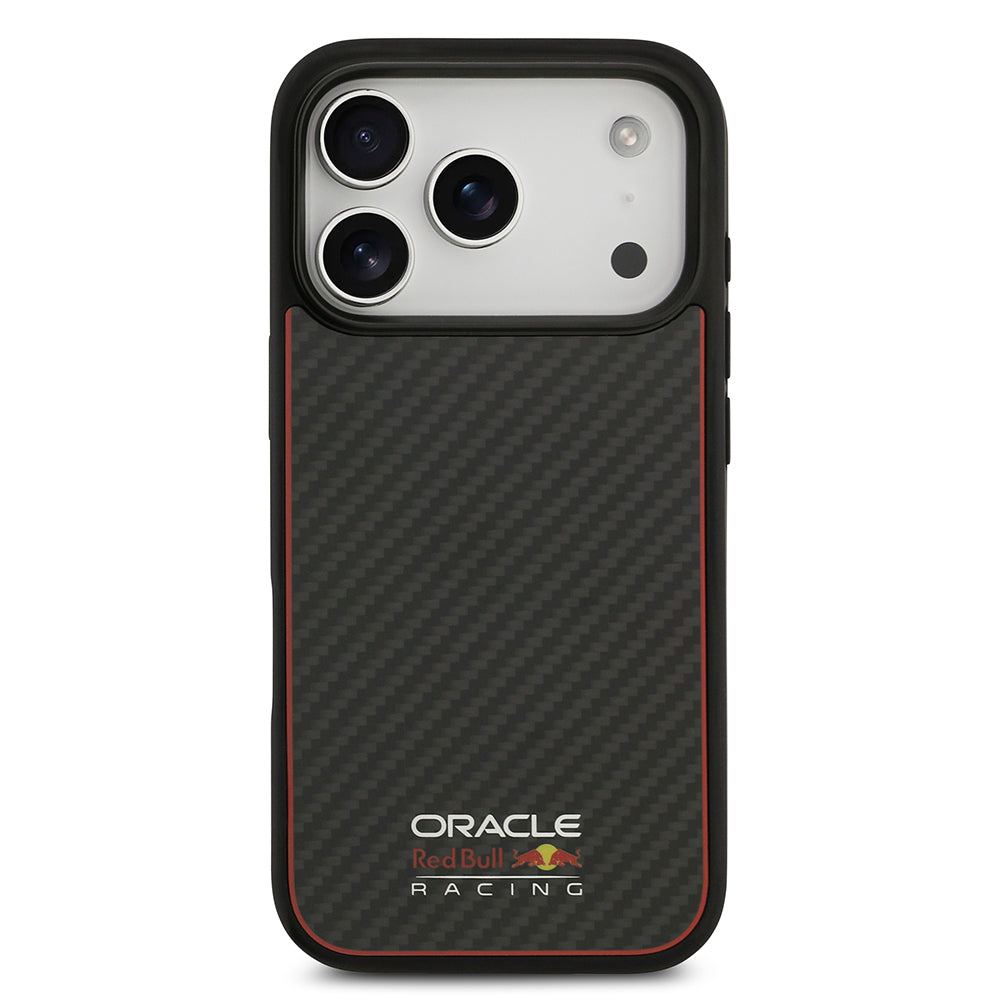 iPhone 17 Pro Kılıf Redbull Orjinal Lisanslı M-safe Şarj Özellikli Karbon Fiber Parlayan Logolu Kevlar Kapak