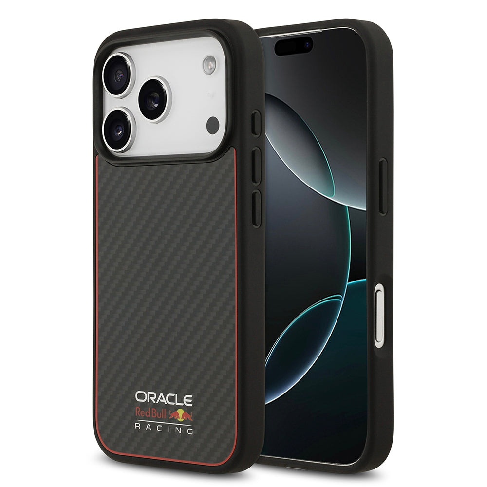 iPhone 17 Pro Kılıf Redbull Orjinal Lisanslı M-safe Şarj Özellikli Karbon Fiber Parlayan Logolu Kevlar Kapak