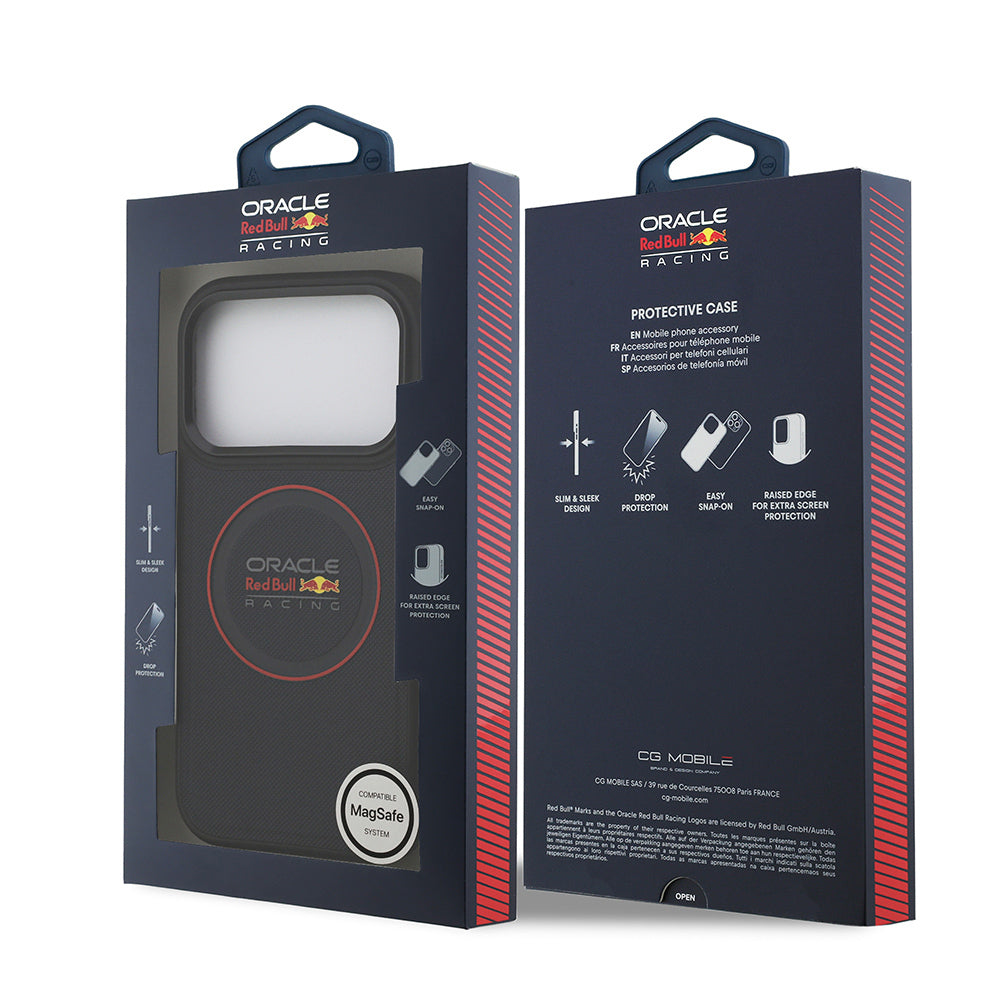 Apple iPhone 17 Pro Kılıf Redbull Orjinal Lisanslı M-safe Şarj Özellikli Kırmızı Halka ve Logo Kabartmalı PU Deri Kapak