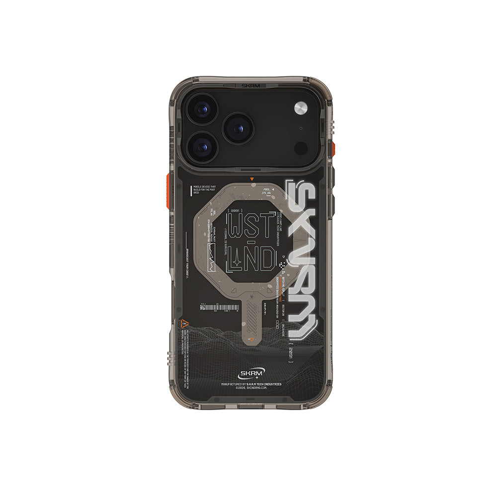 iPhone 17 Pro Kılıf Skinarma M-safe Şarj Özellikli Yazı Desenli Airbag Tasarımlı Sonix Kapak