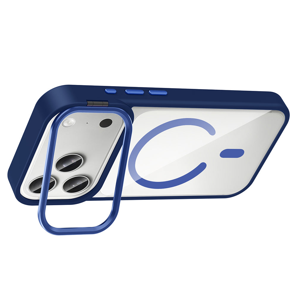Apple iPhone 17 Pro Kılıf Standlı ve Kamera Lens Hediyeli M-Safe Şarj Özellikli Zore Etro Kapak