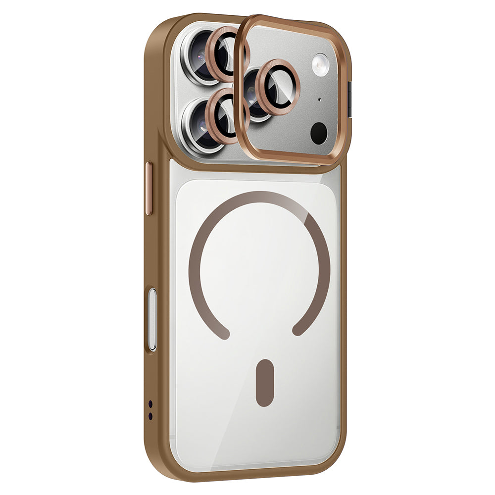 Apple iPhone 17 Pro Kılıf Standlı ve Kamera Lens Hediyeli M-Safe Şarj Özellikli Zore Etro Kapak