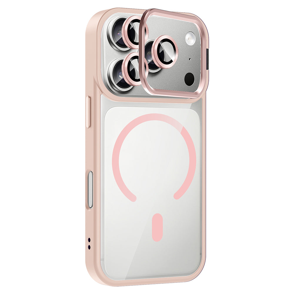 Apple iPhone 17 Pro Kılıf Standlı ve Kamera Lens Hediyeli M-Safe Şarj Özellikli Zore Etro Kapak