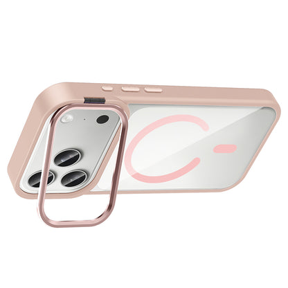 Apple iPhone 17 Pro Kılıf Standlı ve Kamera Lens Hediyeli M-Safe Şarj Özellikli Zore Etro Kapak