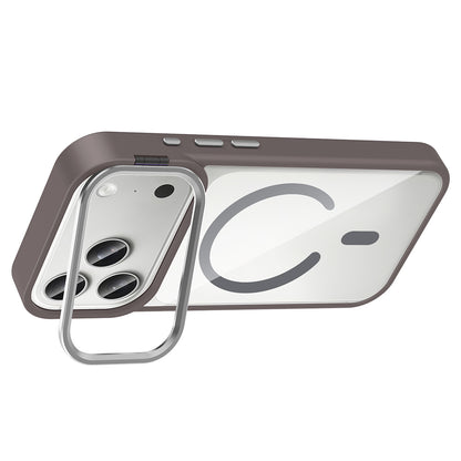 Apple iPhone 17 Pro Kılıf Standlı ve Kamera Lens Hediyeli M-Safe Şarj Özellikli Zore Etro Kapak
